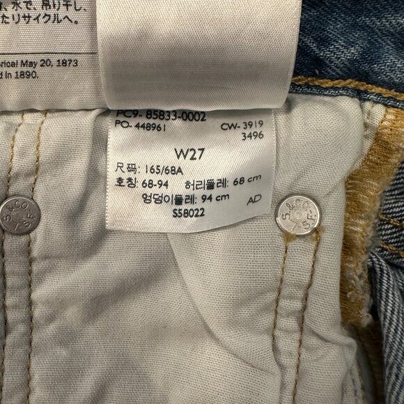 Levi's Mid Length Blue Jean Shorts Womens Size 27 Denim Cut Offs Distressed - Picture 5 of 6